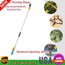 Electric Pruner Cordless Pruning Shears Extension Pole +2 Lithium Battery NEW