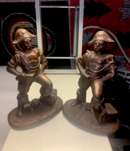Vintage Heavy Brass/Bronze Pirate Captain Bookends