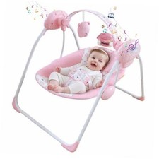 Baby Swing for Infants, Portable Infant Swing with Music  6 Songs  3 Pink