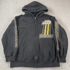 Harley Davidson Graphic Full Zip Hoodie Size Small Sweatshirt 1 Spellout Black