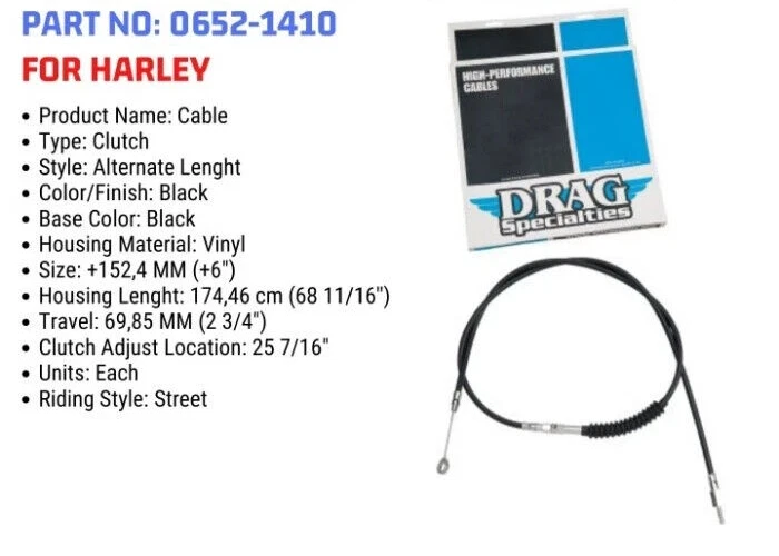 +6 трос сцепления 68-11/16 дюйма черный Harley Electra/Street/Road Glide/Road King 89-06 - Изображение 4 из 4