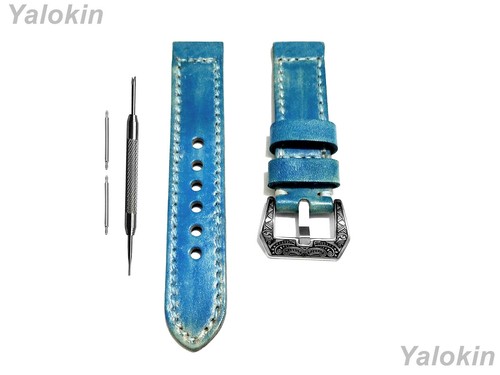 Turquoise Brushed Leather Band Samsung Watch 7 FE 6 5 4 40mm 42 43 44 45 46 47mm - Picture 4 of 9