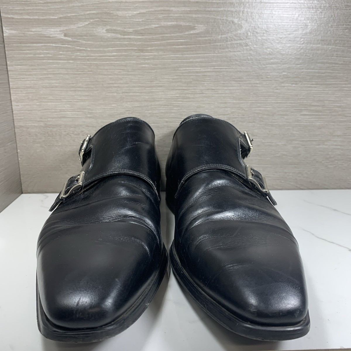 Magnanni Double Monk Strap Mens Size 10.5 M Black Leather