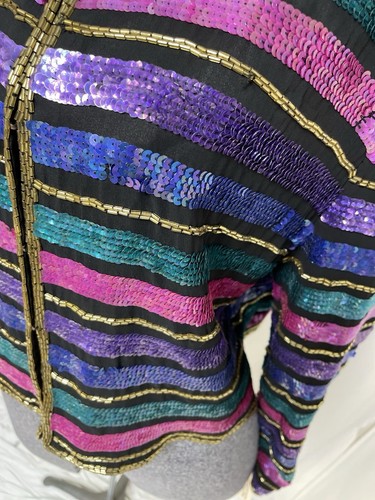 NEW Talbots Blazer Size L Sequins 80’s Vintage Silk Glam Evening Jacket $198 - Picture 9 of 24