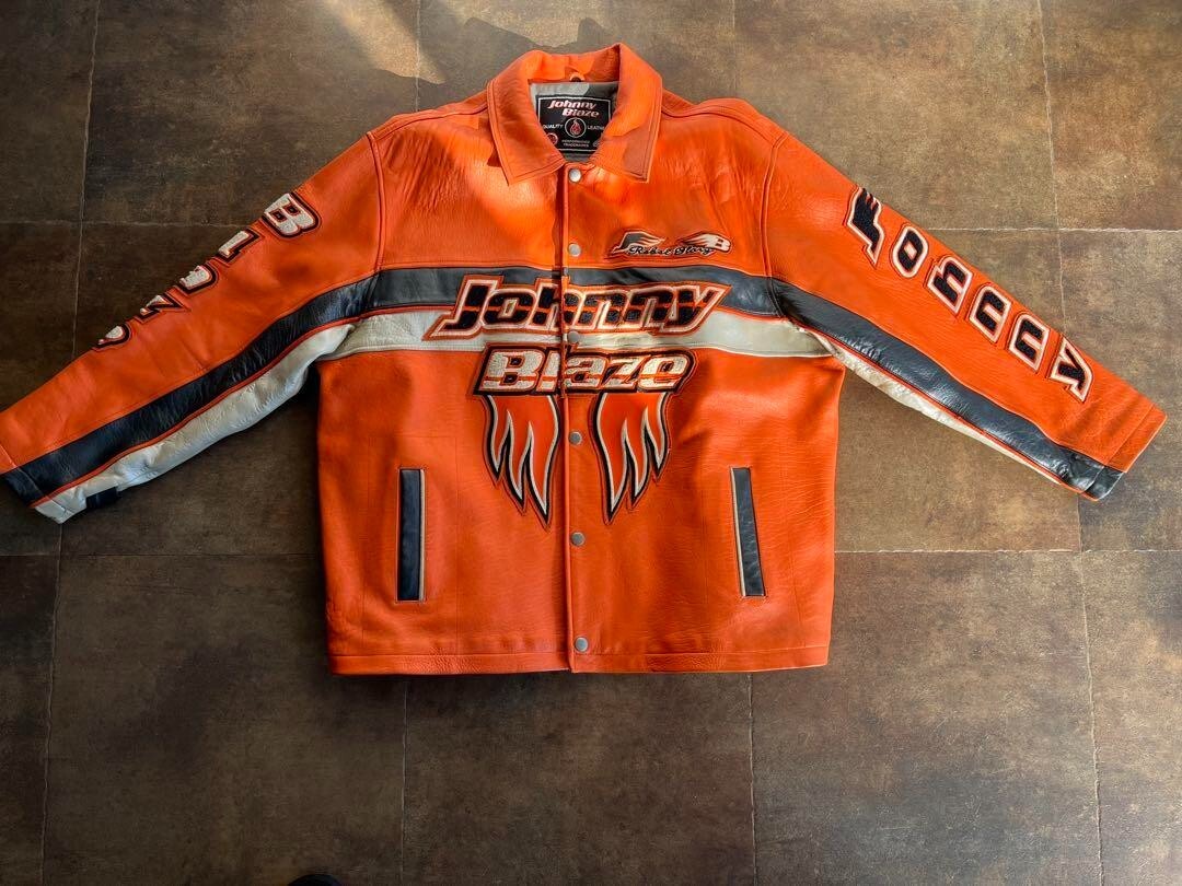 Johnny Blaze Blouson Jacket Size 2XL Orange Genuine Leather Johnny Blaze Blouson Jacket Size 2XL Orange Genuine Leather