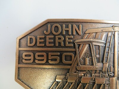 Vintage 1985 JOHN DEERE 9950 Belt Buckle Brass COTTON  display picture 3