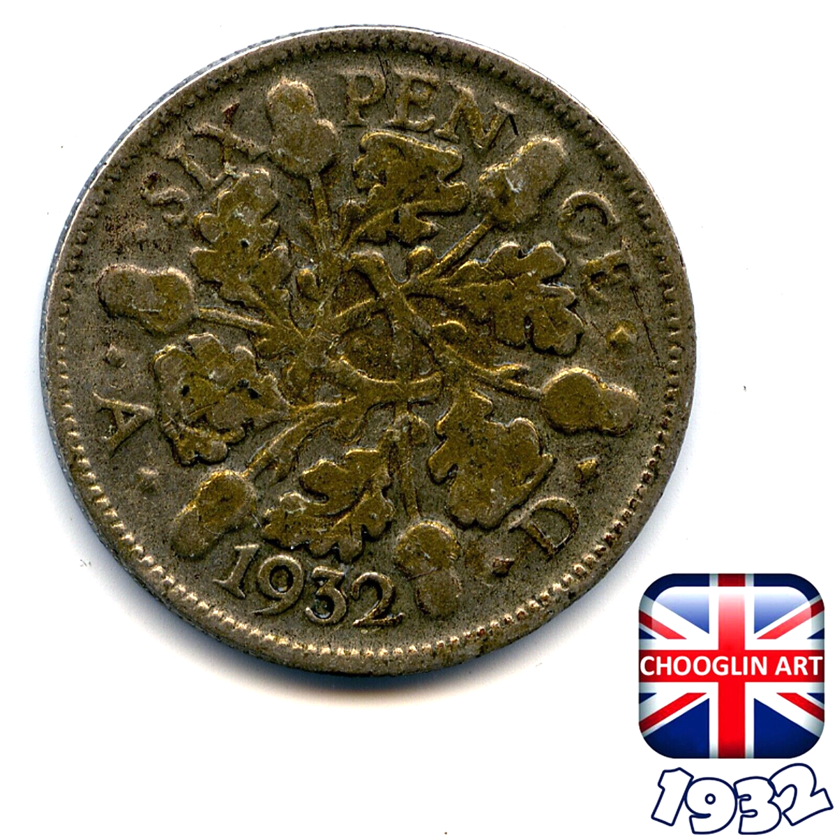 A BRITISH 1932 GEORGE V SIXPENCE (Silver .500) coin, 94 Years Old