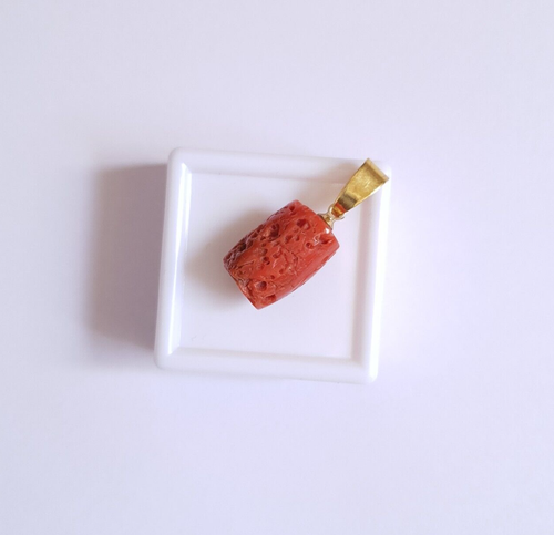 Natural Coral Beaded Pendant Italy Red Coral Pendent Handmade Necklace Pendant - Picture 2 of 7