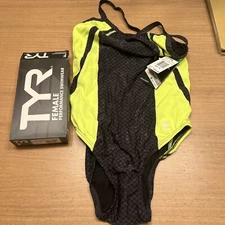 Tyr Viper Diamond Female Performance Swimwear FL Yellow Size 36 Brand New