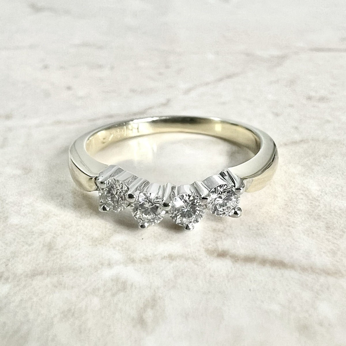 14K Vintage Stone Diamond Ring Solid 14K Yellow Gold Stone - Main Image