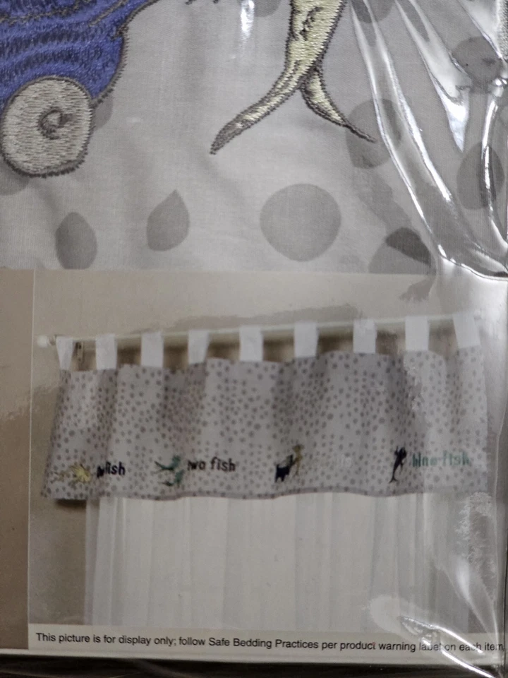 Dr Seuss 'New Fish' Children/Baby Window Valance Embroidery Polka Dot 56"X12" - Image 3 of 3