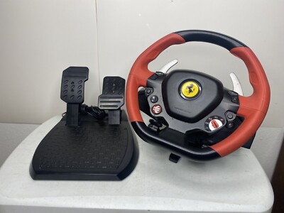 Thrustmaster Ferrari 458 Spider Racing Steering Wheels + Pedals - Tested Working