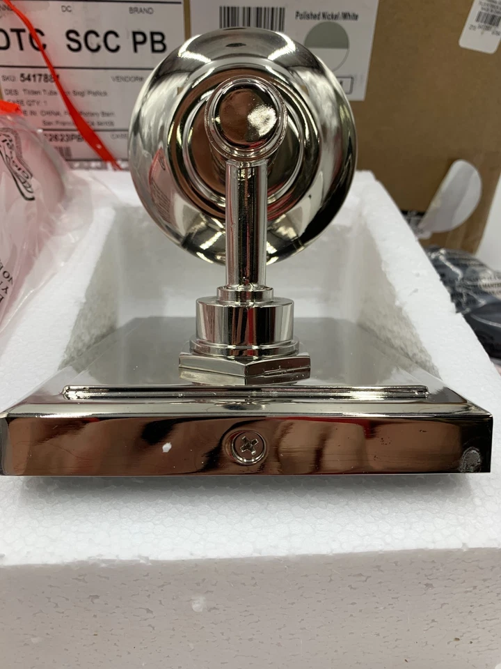 Aplique de tubo Pottery Barn Tilden con sombra pulido níquel blanco 11,25" h #1710 Foto 4 de 4