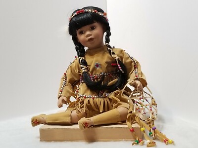 COLLECTIONS ETC BEAUTIFUL NATIVE AMERICAN PORCELAIN DOLL 11