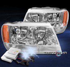 For 1999-2004 Jeep Grand Cherokee Replacement Headlight Headlamp Chrome W8k Hid