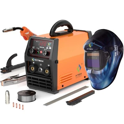 HITBOX 3 IN 1 MIG WELDER INVERTER 200A DC MMA GASLESS TIG ARC MIG WELDING MACHINE 220V