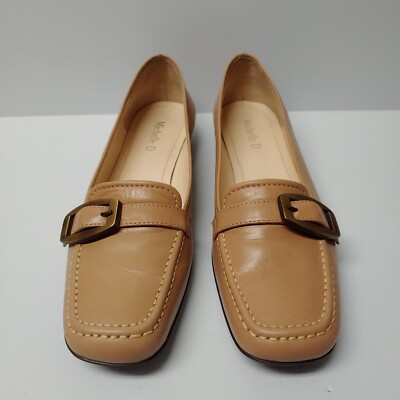 Michelle D Shoes Leather Loafers Beige Size 8 M Women's Slip On Flats