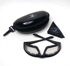 Birdz Eyewear Oriole Motorcycle Sunglasses Black Padded Frame Clear Lenses, Case