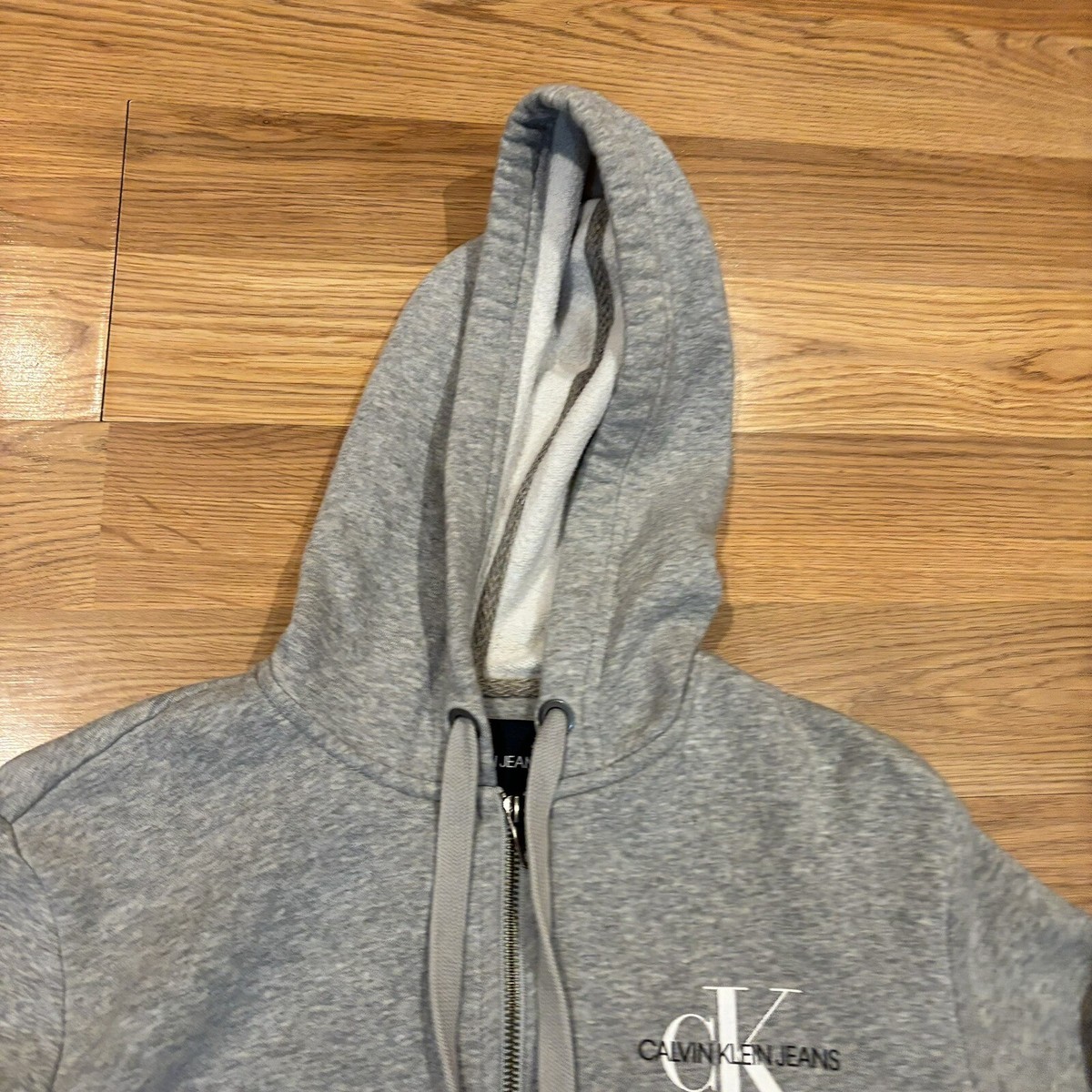 Calvin Klein Zip Up Hoodie Hooded Sweatshirt Grey Y2K Men's Calvin Klein Zip Up Hoodie Hooded Sweatshirt Grey Y2K Men's
