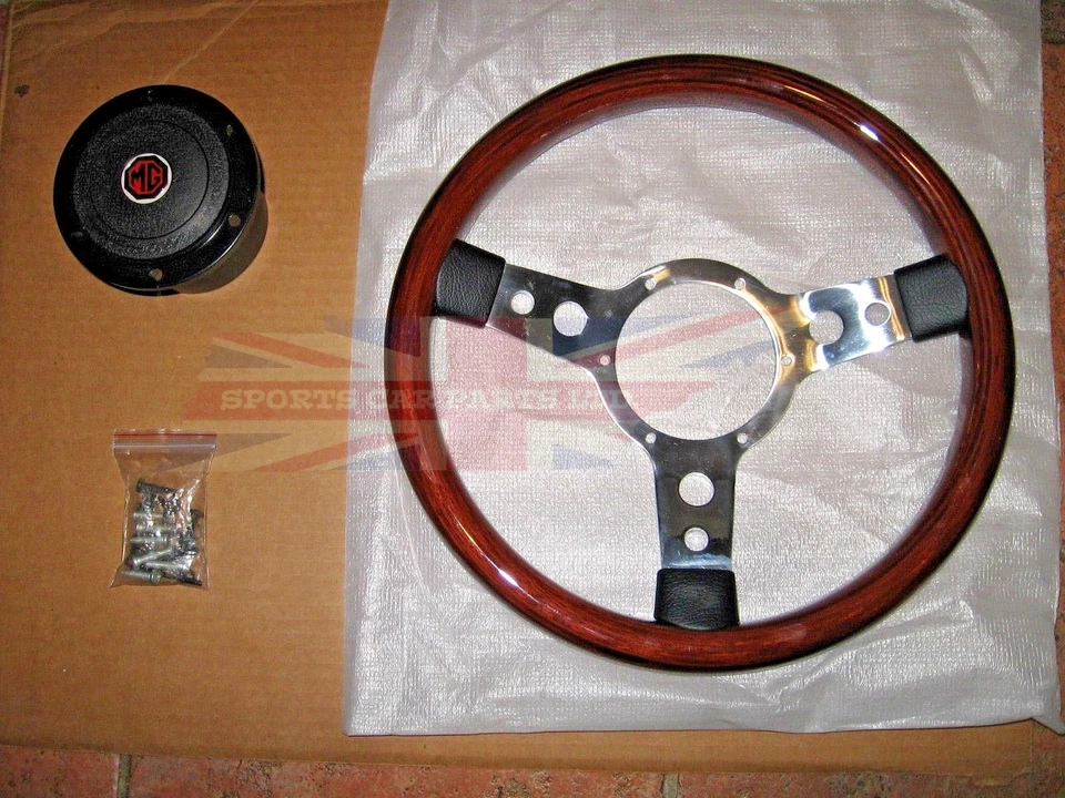 New 13" Wood Steering Wheel and Adaptor for MGB 1970-1976 MG Midget 1970-1977 - Image 3 of 4