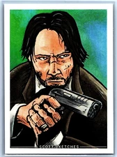 John Wick Sketch Card Scott Sketches Trading Card Print Fan Art