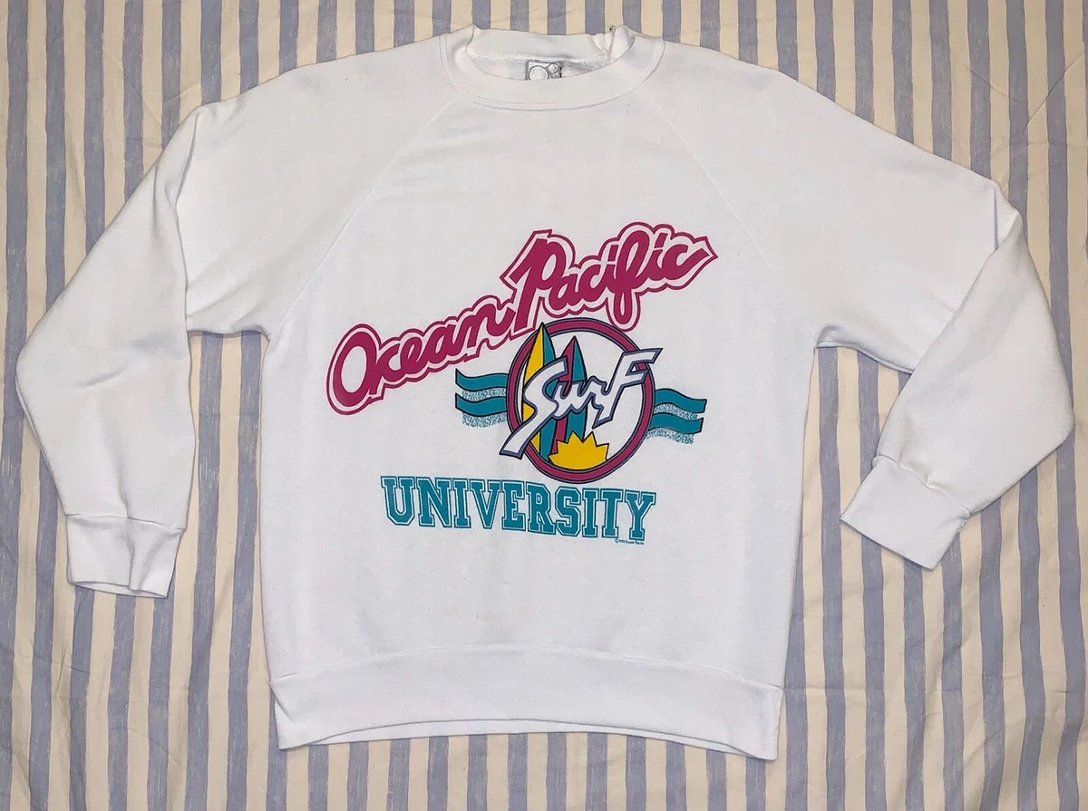 Vintage Op Ocean Pacific Crewneck Sweatshirt Sweater Pullover Size Large White