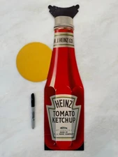 Big HEINZ Tomato KETCHUP Die Cut BOTTLE Store Advertising Paper SIGN Vintage 20"