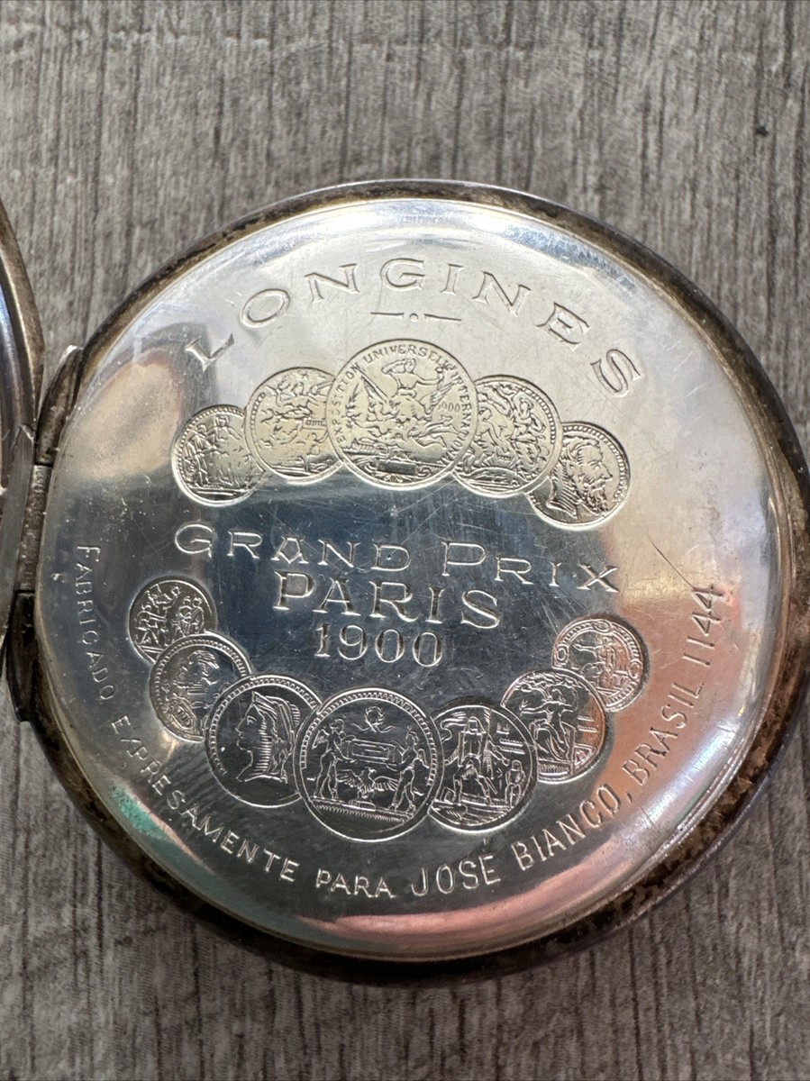 Antique Longines 0,900 Silver Pocket Watch Paris Grand Prix 1900