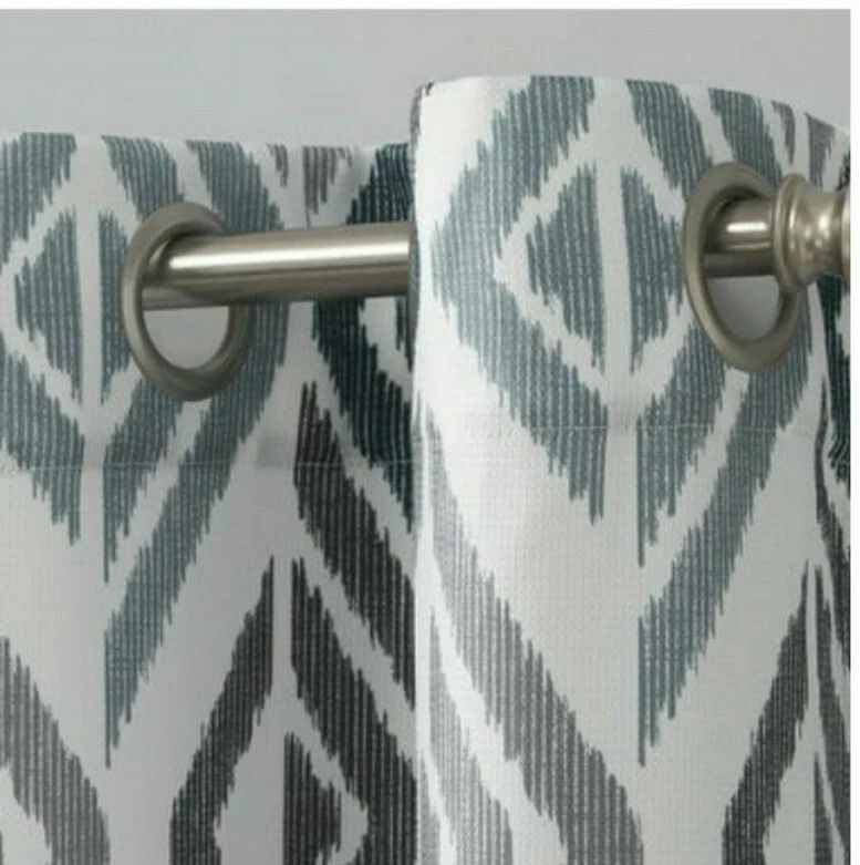 No. Panel de cortina de ojal semi transparente geométrico Ikat estampado Sora 918 40x84 Foto 2 de 4
