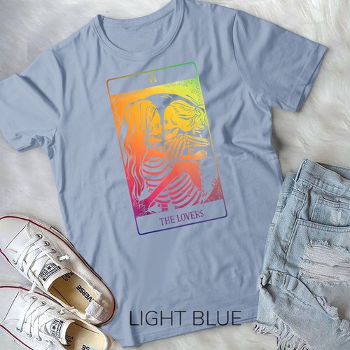 T-shirt unisex The Lovers tarocchi arcobaleno occulto gotico scheletro lesbico - Foto 3 di 11