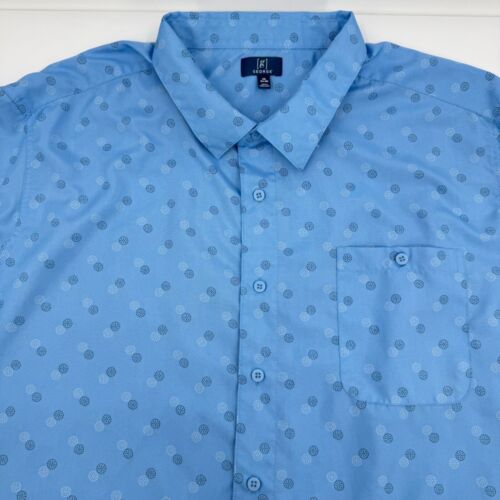 George Shirt Mens 3XL Blue Short Sleeves Button Up Geometric Rayon Lightweight - Afbeelding 1 van 10