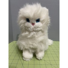Vintage 1983 Dakin White Persian Kitty Cat 10  Plush Stuffed Animal Blue Eyes