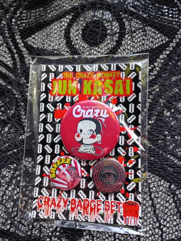 Jun Kasai Crazy Monkey Deathmatch Freedoms Badge Set Buttons