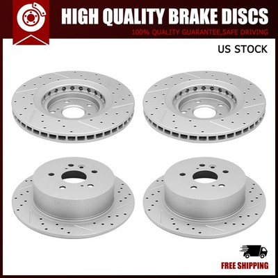 Front And Rear Drilled Brake Disc Rotors Kit For 2008 - 2013 Toyota Highlander