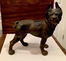 Antique Vintage Door Stop Doorstop 10” Dog Cast Iron Boston Terrier Bulldog
