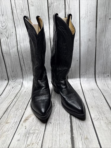 Stivali da cowboy vintage Tony Lama El Paso etichetta nera western pelle di vitello 2995 (7) - Foto 7 di 20