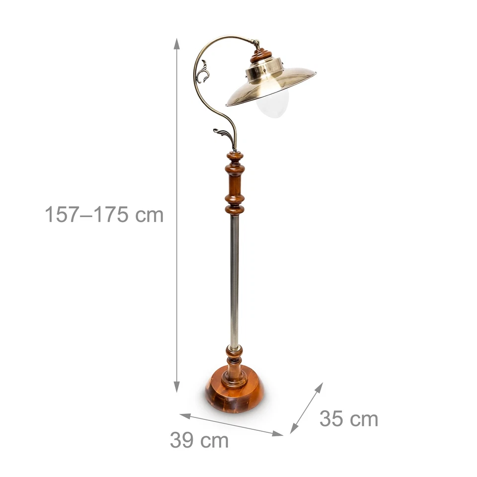 Stehlampe Leselampe Jugendstil-Lampe 6,5 kg 40 W Stehlampe aus Holz und Messing - Bild 4 von 4