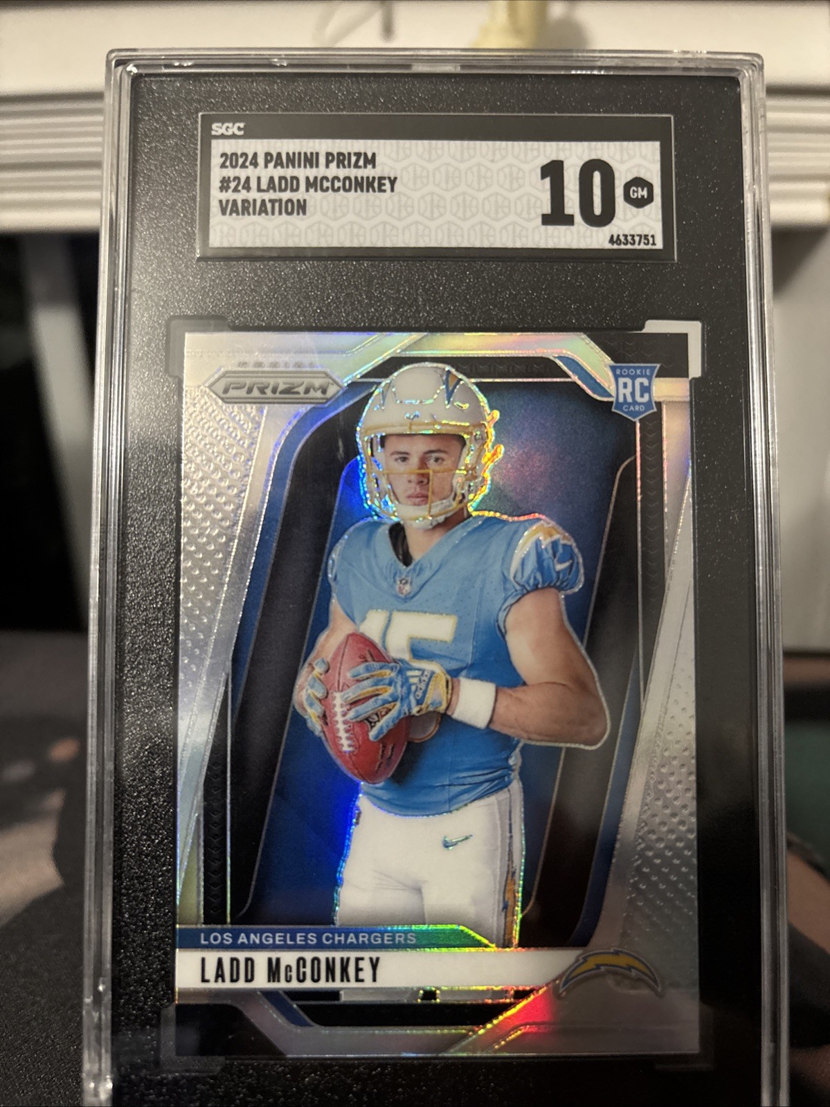2024 Prizm Ladd McConkey Variation Silver Prizm Rookie #24 SGC 10 - LA Chargers