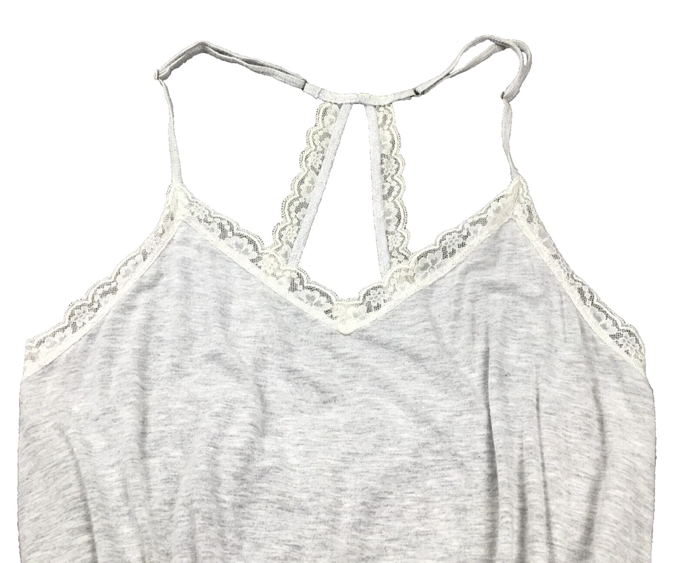 Mameluco para dormir Gilly Hicks para mujer talla M gris ribete de encaje sin mangas cintura elástica Foto 2 de 4