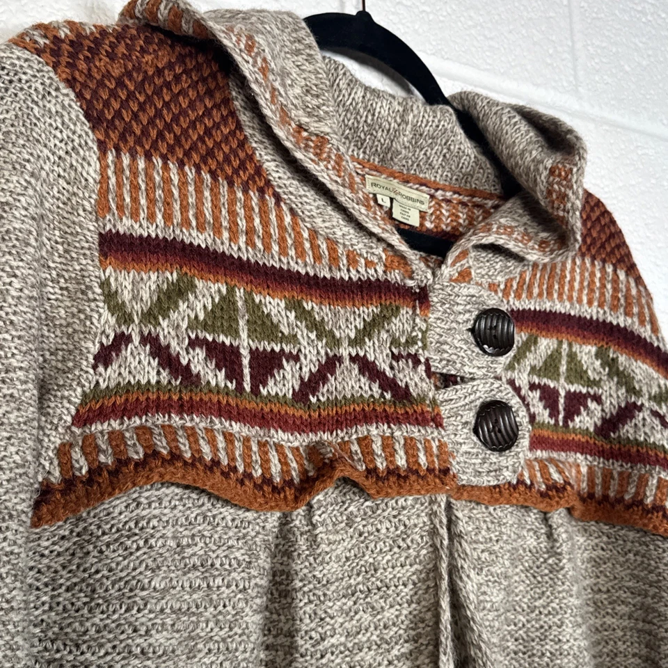 Cárdigan suéter Royal Robbins mezcla de lana con capucha bebé muñeca talla L frente abierto Foto 2 de 4