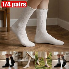 1/4 Pairs Women Cotton Ruffled Socks Ankle Socks Knitted Soft Summer Sock Thin