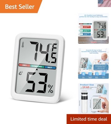 Indoor Digital Thermometer Hygrometer with Long-Lasting Battery & Humidity Alert