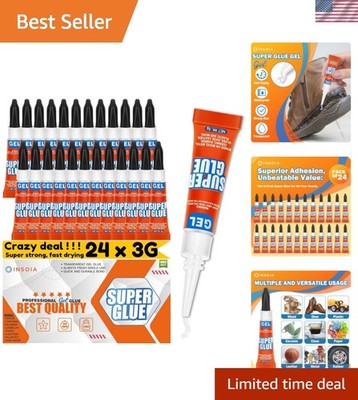 Super Glue Gel Clear Non-Drip, 24 X 3g All Purpose Strong Adhesive Ca Glue Qu...