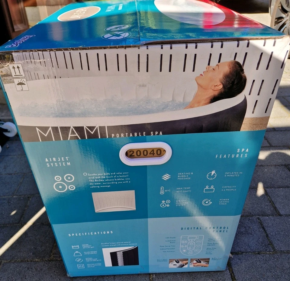 Lay-Z-Spa Miami AirJet Aufblasbarer Whirlpool - Schwarz, 180 x 66cm - Bild 2 von 2