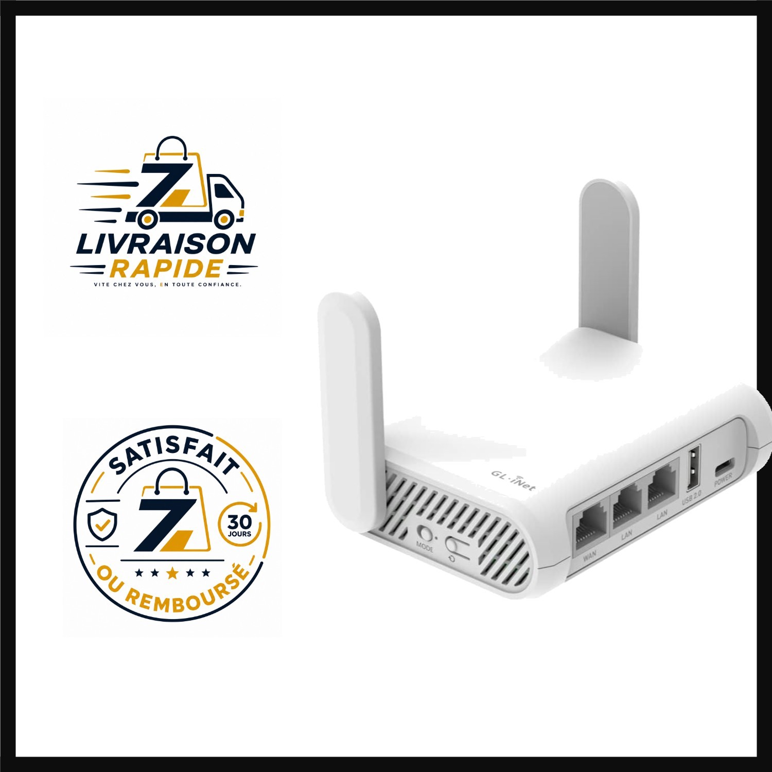 Routeur GL-Opal WiFi AC1200 mini routeur de voyage compact avec 3 ports Ethernet RJ45