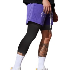 Men's Compression Sport Pants Single Leg 3/4 Base Layer Basketball Leggings A...