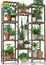 Plant Stand Indoor Outdoor Tall Plant Shelf for Multiple Plants Pots Wood Flower