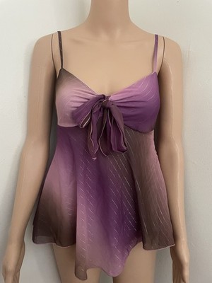 VTG Iz Byer 2000s Y2K Babydoll Whimsy Asymmetrical Top Fairy Whimsigoth Cami