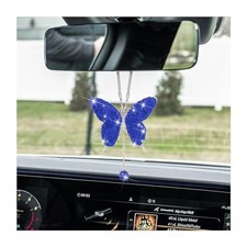 Bling Butterfly Diamond Car Accessories, Crystal Rear View Mirror Dark Blue