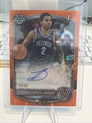2025 Bowman Chrome First Orange Shimmer Bryce Lindsay Villanova Auto /25